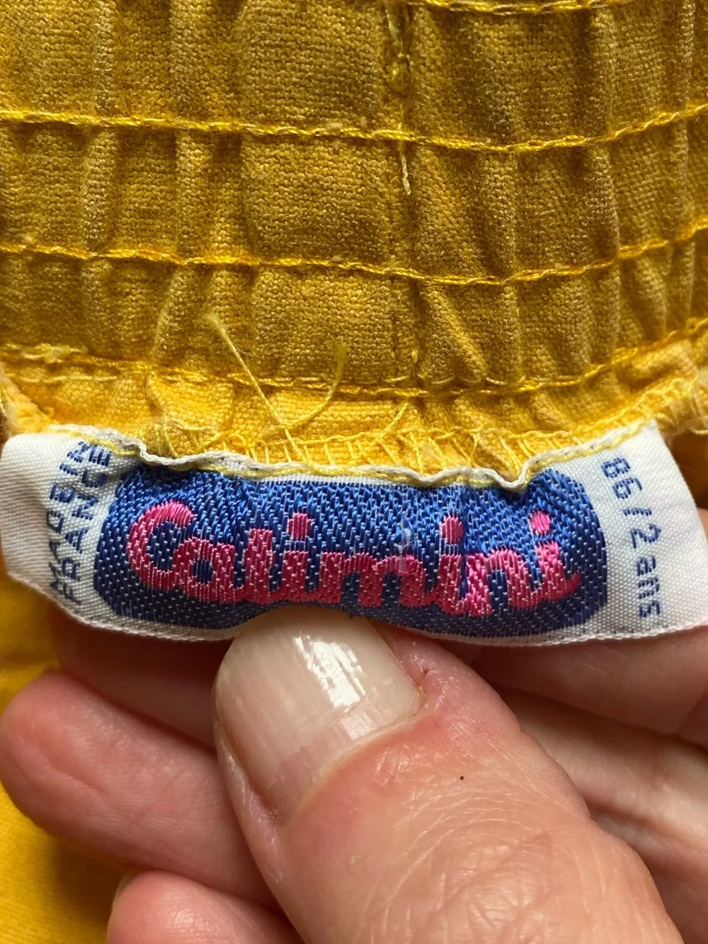 Vintage Catimini Yellow Two-Piece Baby Outfit with Teal Trim Size 2T